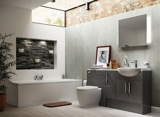 spacious design concept with monochrome colour scheme for bathrooms Oswestry
